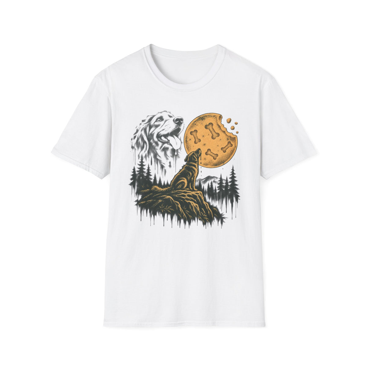 T-Shirt — "Scruffy Dog Under a Buscuit Moon" Graphic Tee