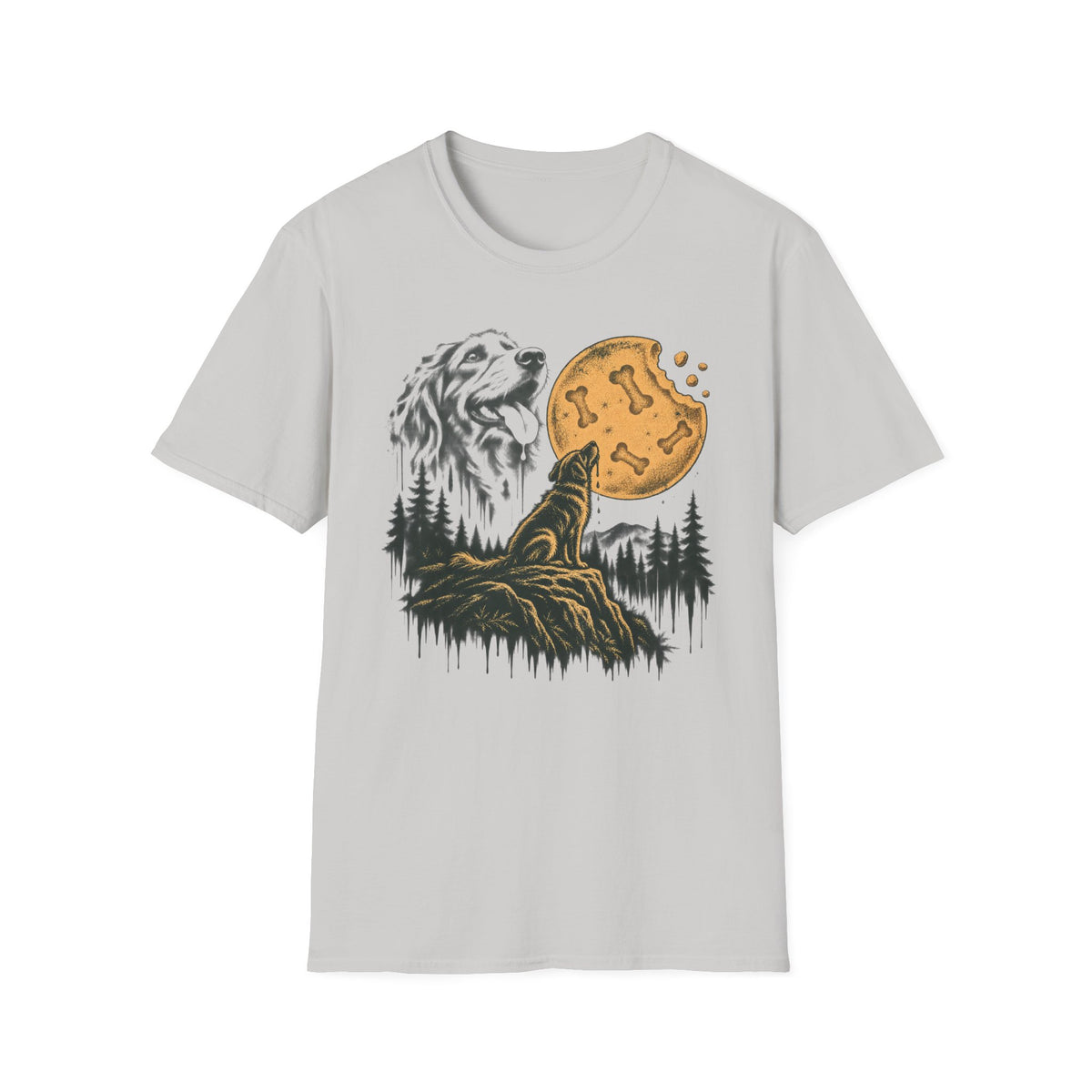 T-Shirt — "Scruffy Dog Under a Buscuit Moon" Graphic Tee