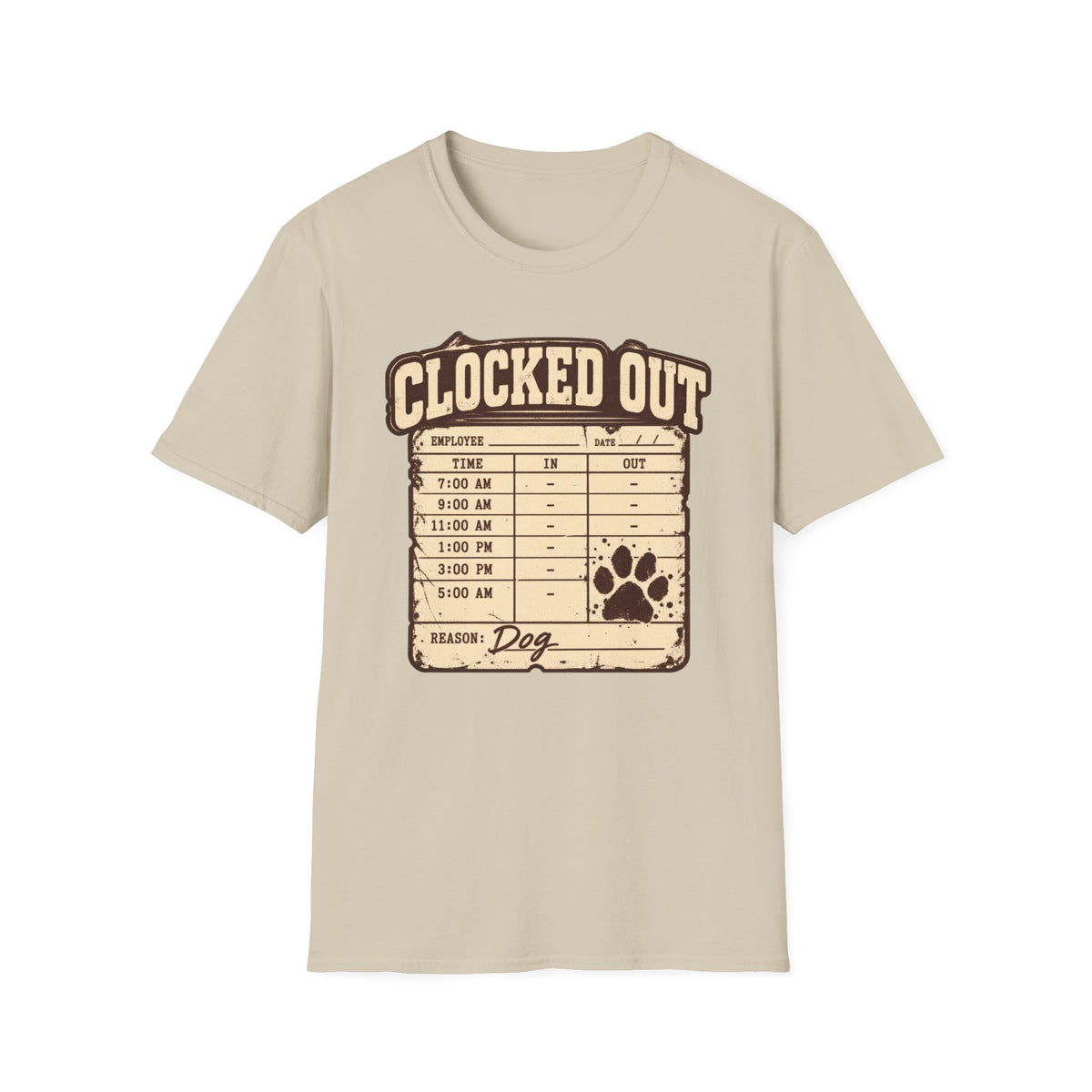 T-Shirt — "Clocked Out Dog Timecard" Graphic Tee