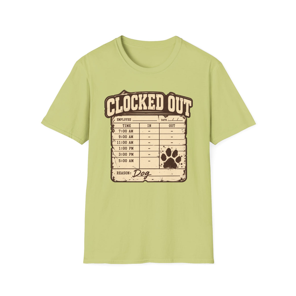 T-Shirt — "Clocked Out Dog Timecard" Graphic Tee