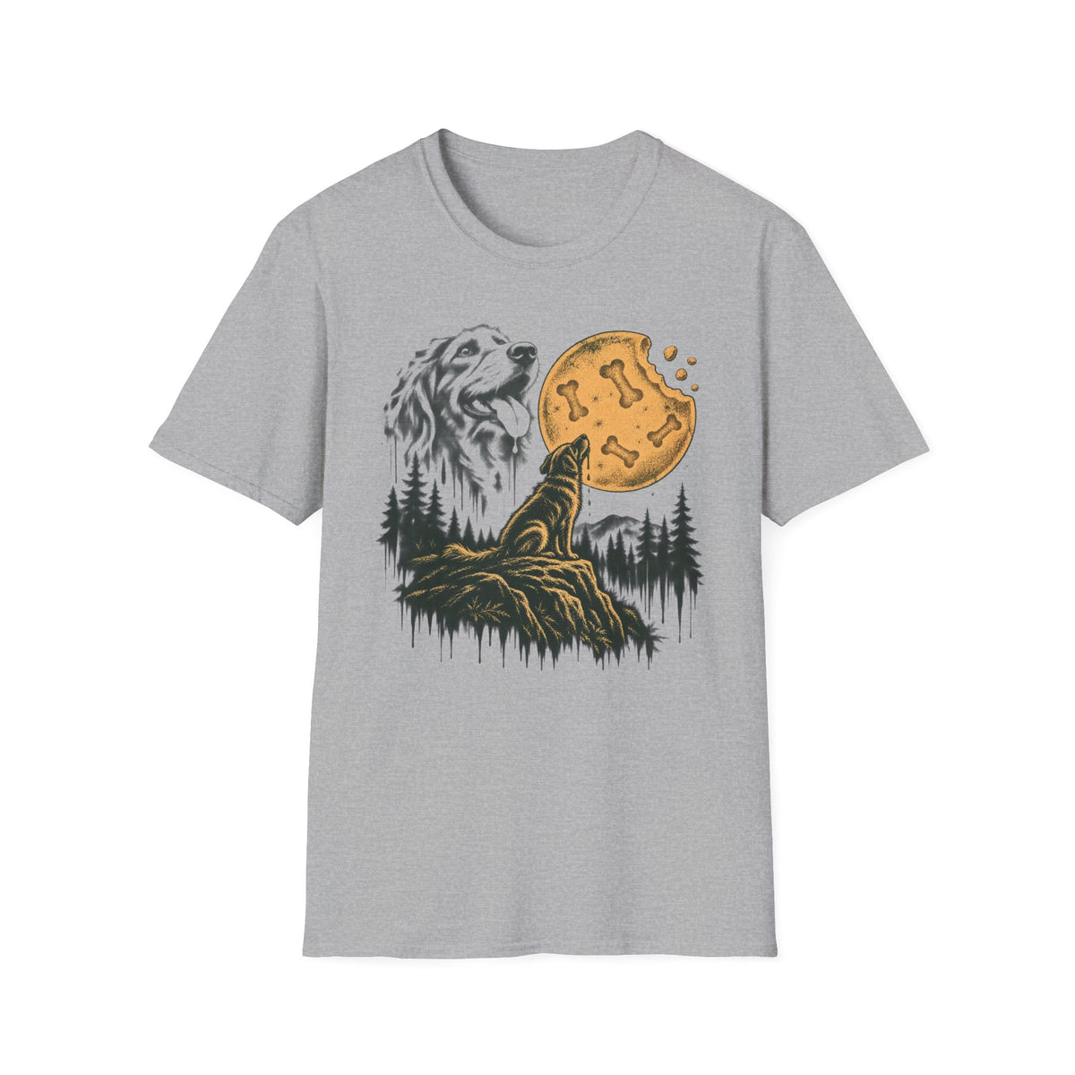 T-Shirt — "Scruffy Dog Under a Buscuit Moon" Graphic Tee
