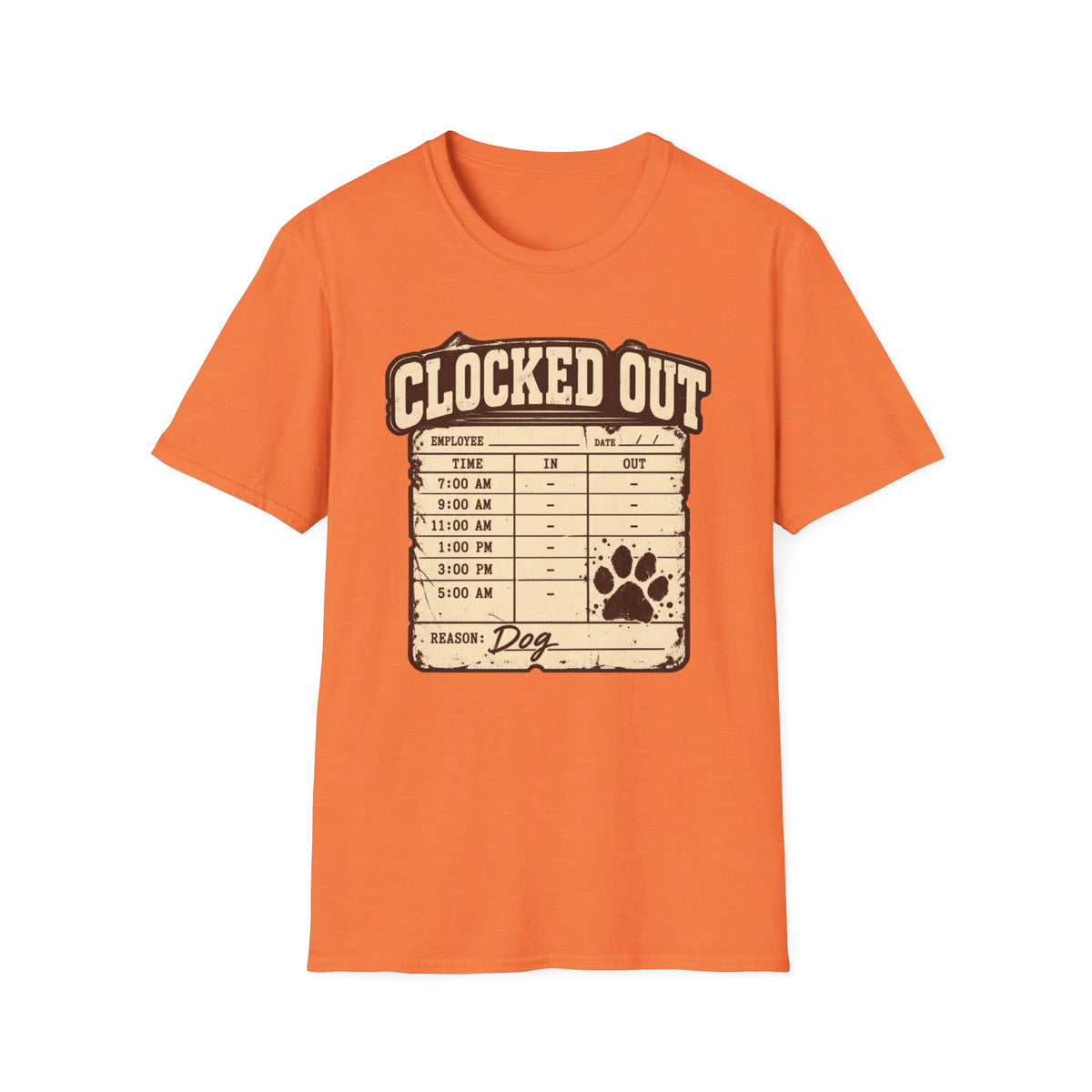 T-Shirt — "Clocked Out Dog Timecard" Graphic Tee