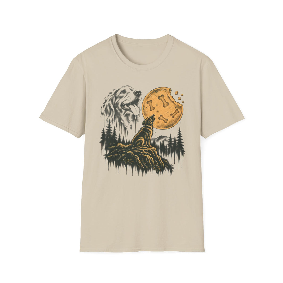 T-Shirt — "Scruffy Dog Under a Buscuit Moon" Graphic Tee