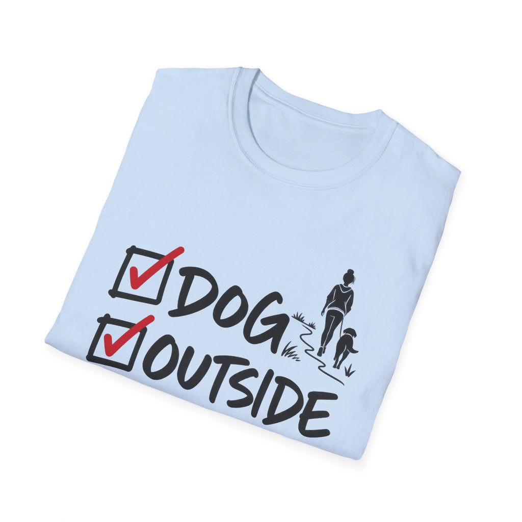 T-Shirt — "Dog, Outside, People Checklist" Vintage Graphic Tee