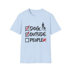 T-Shirt — "Dog, Outside, People Checklist" Vintage Graphic Tee