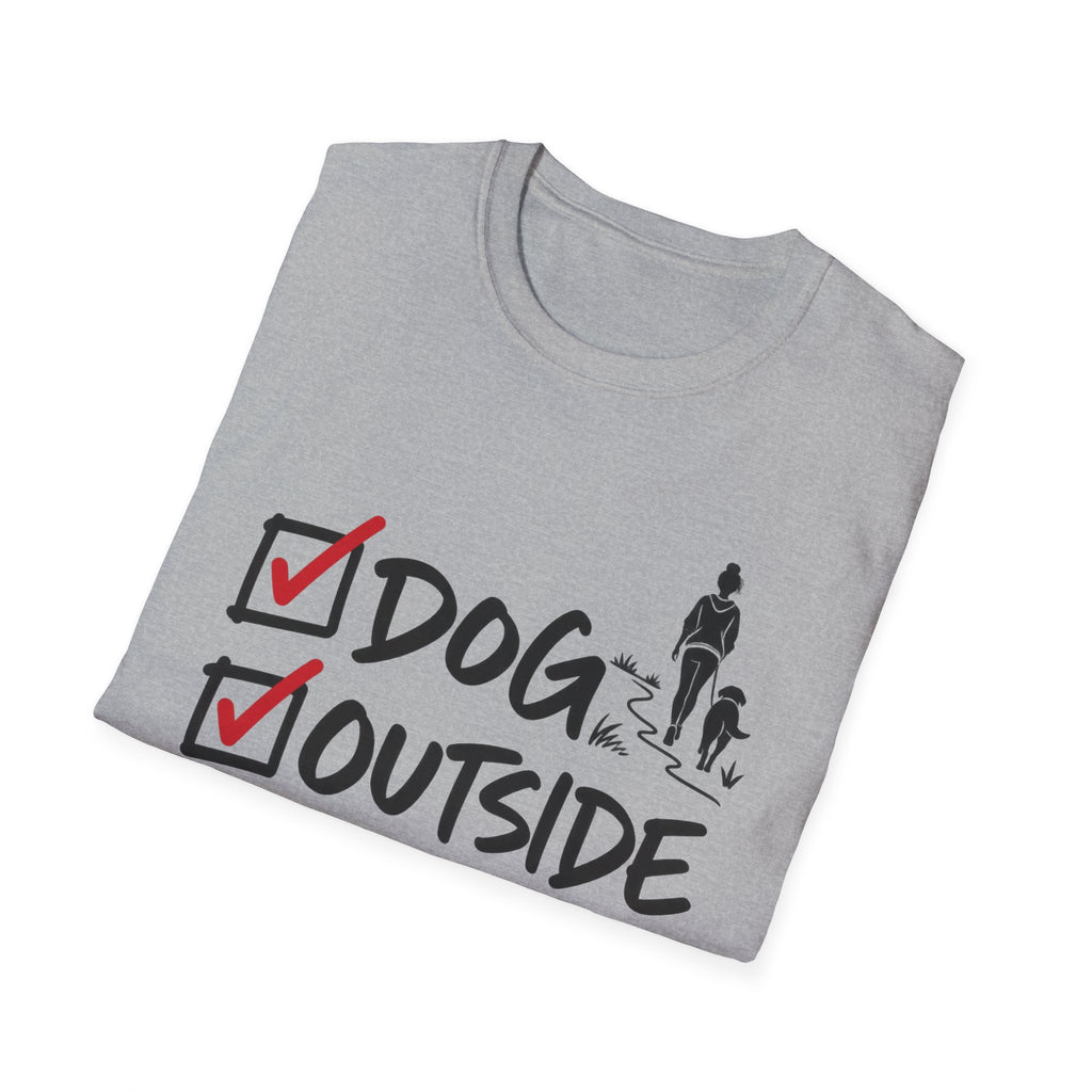 T-Shirt — "Dog, Outside, People Checklist" Vintage Graphic Tee
