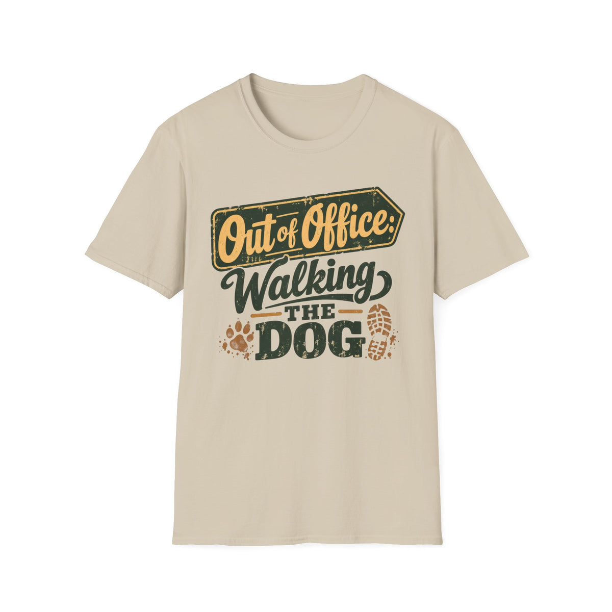 T-Shirt — "Out Of Office: Walking The Dog" Graphic Tee