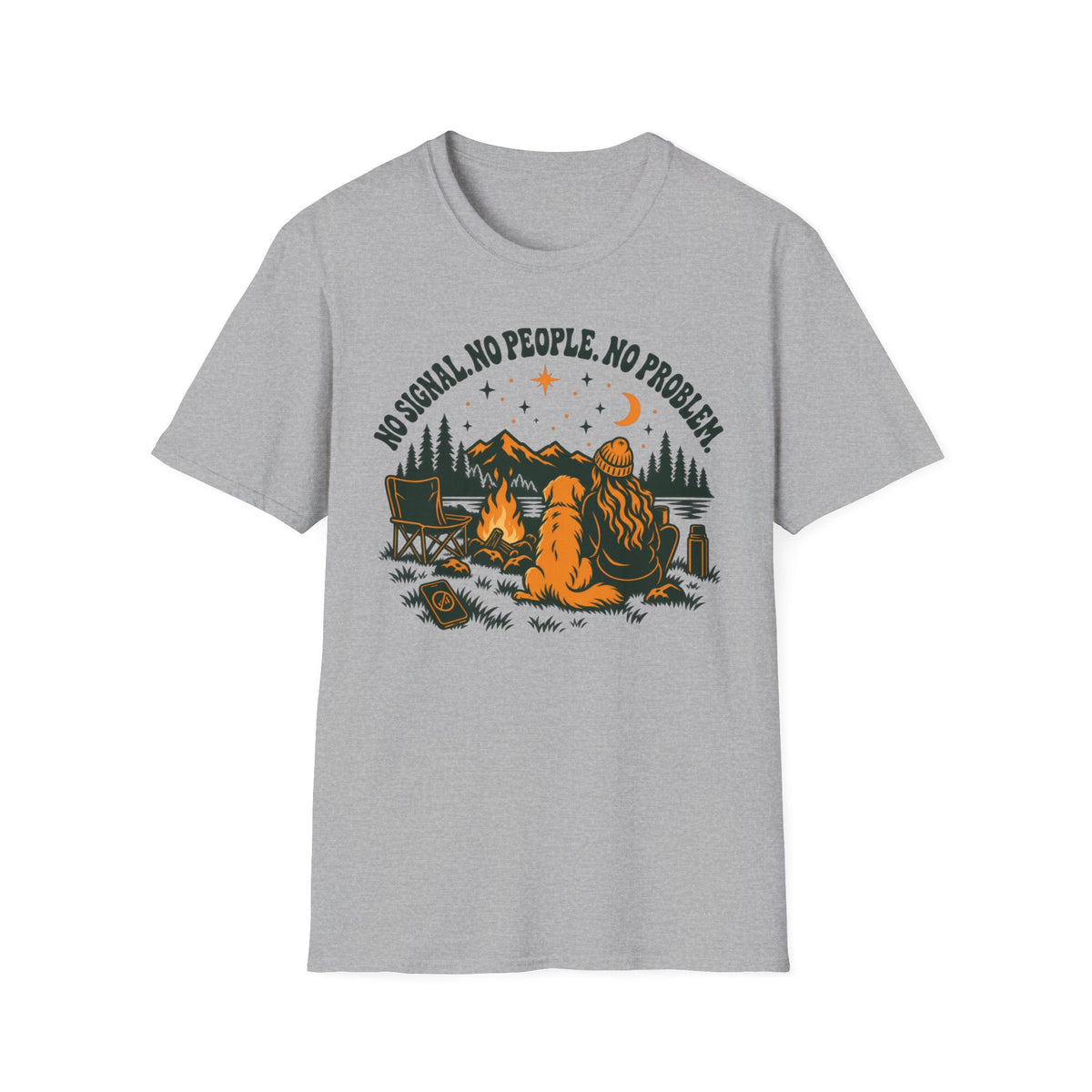 T-Shirt — "No  Signal. No People. No Problem." Graphic Tee