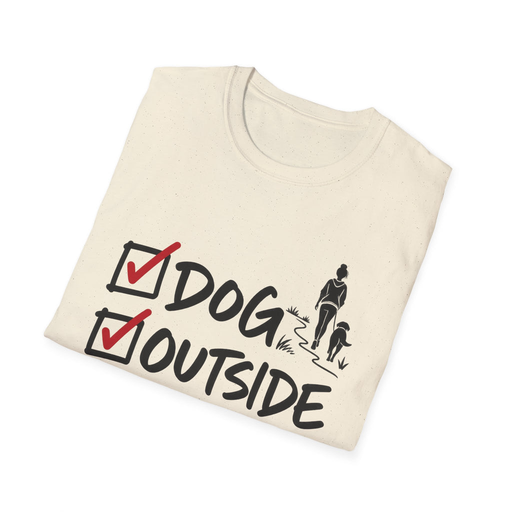 T-Shirt — "Dog, Outside, People Checklist" Vintage Graphic Tee