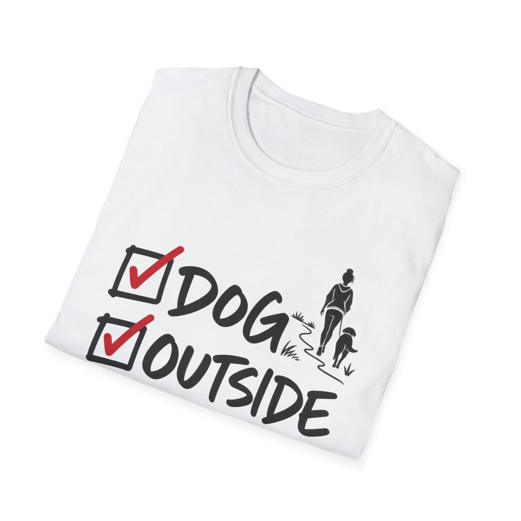 T-Shirt — "Dog, Outside, People Checklist" Vintage Graphic Tee