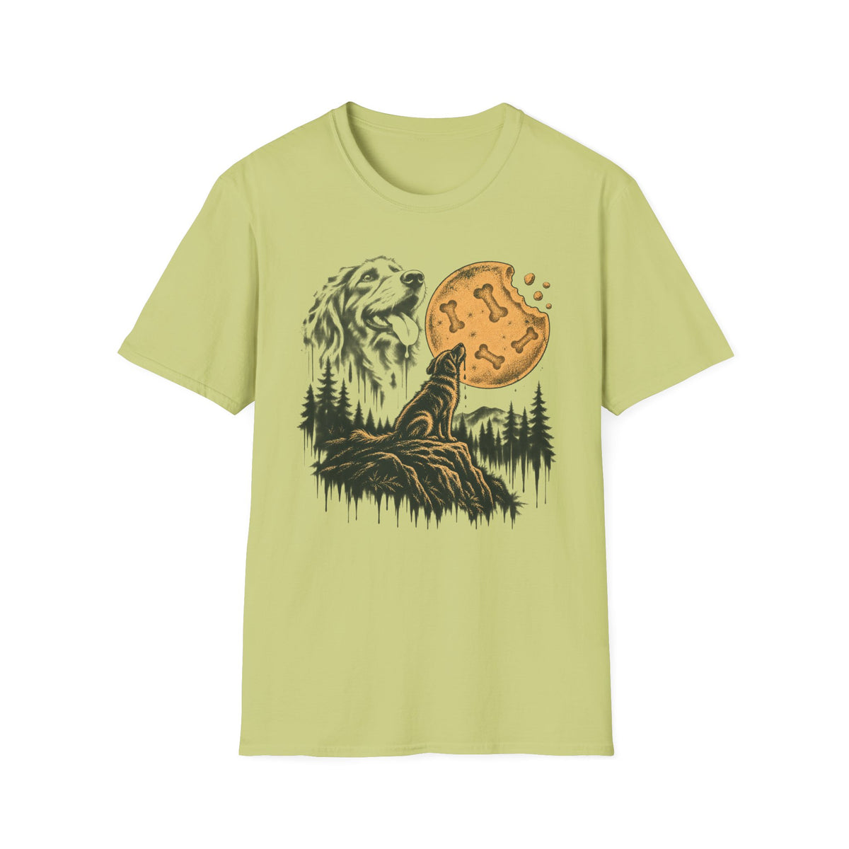 T-Shirt — "Scruffy Dog Under a Buscuit Moon" Graphic Tee