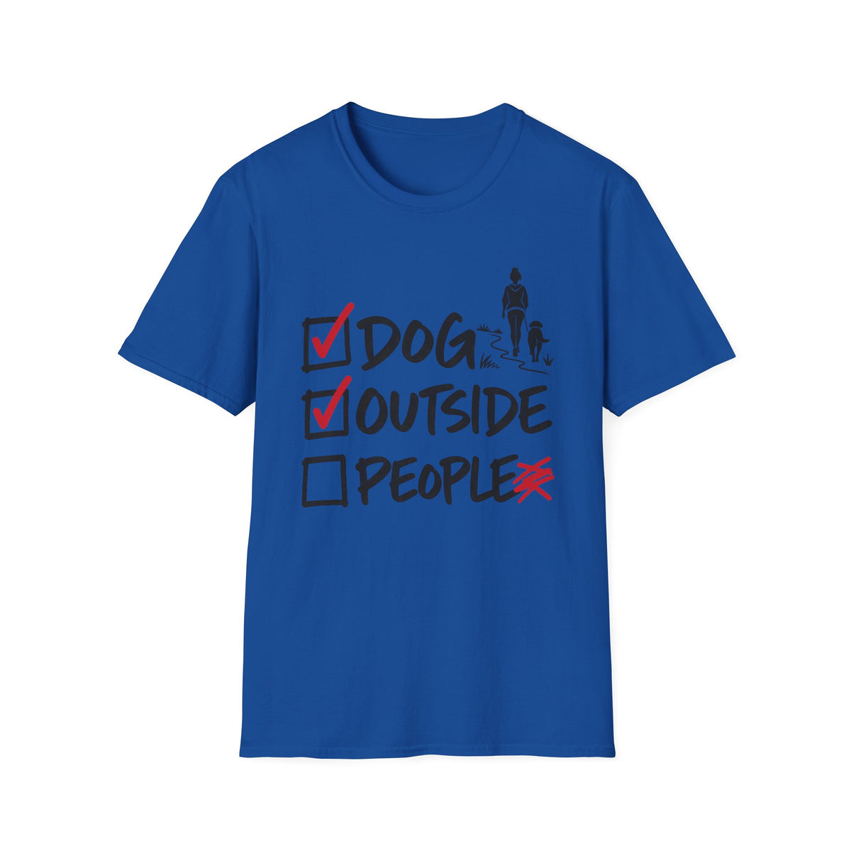 T-Shirt — "Dog, Outside, People Checklist" Vintage Graphic Tee