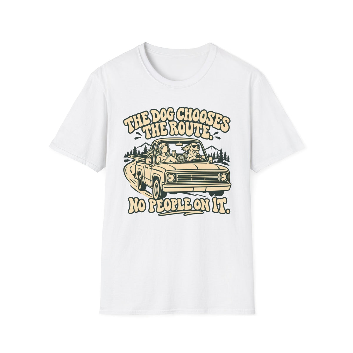 T-Shirt — "The Dog  Chooses The Route. No People On It" Vintage Graphic Tee