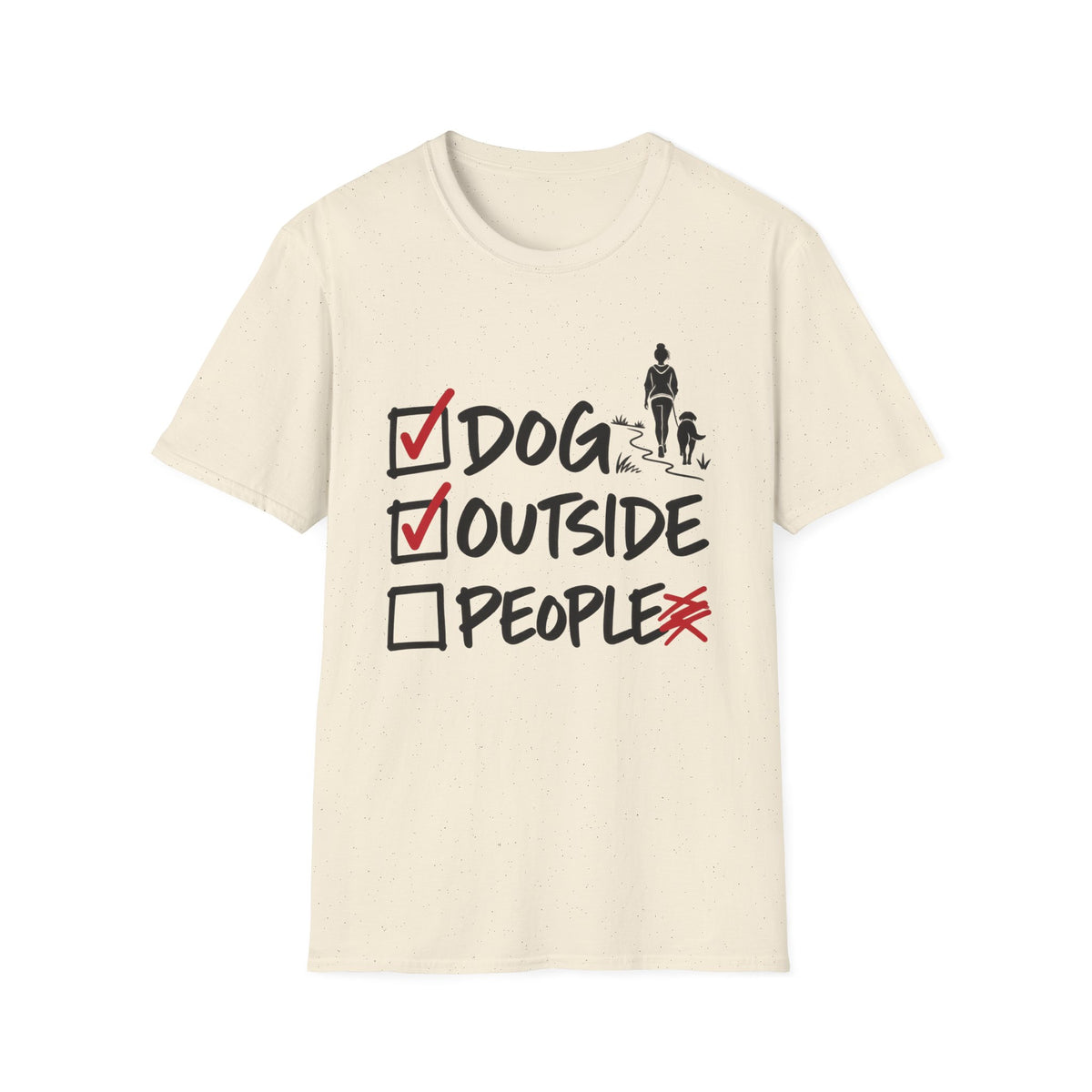 T-Shirt — "Dog, Outside, People Checklist" Vintage Graphic Tee