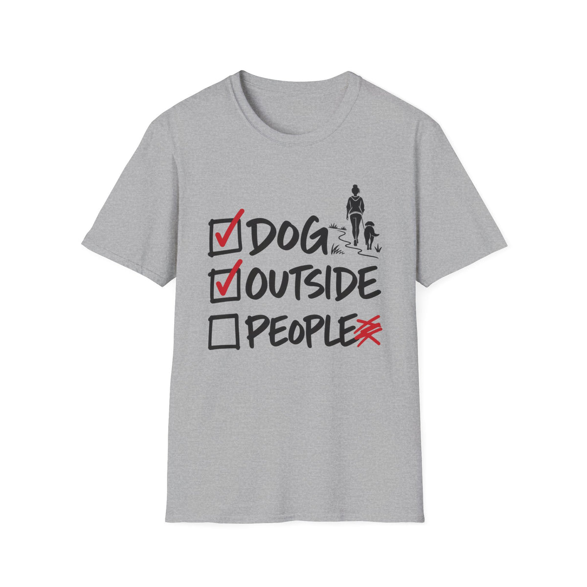 T-Shirt — "Dog, Outside, People Checklist" Vintage Graphic Tee