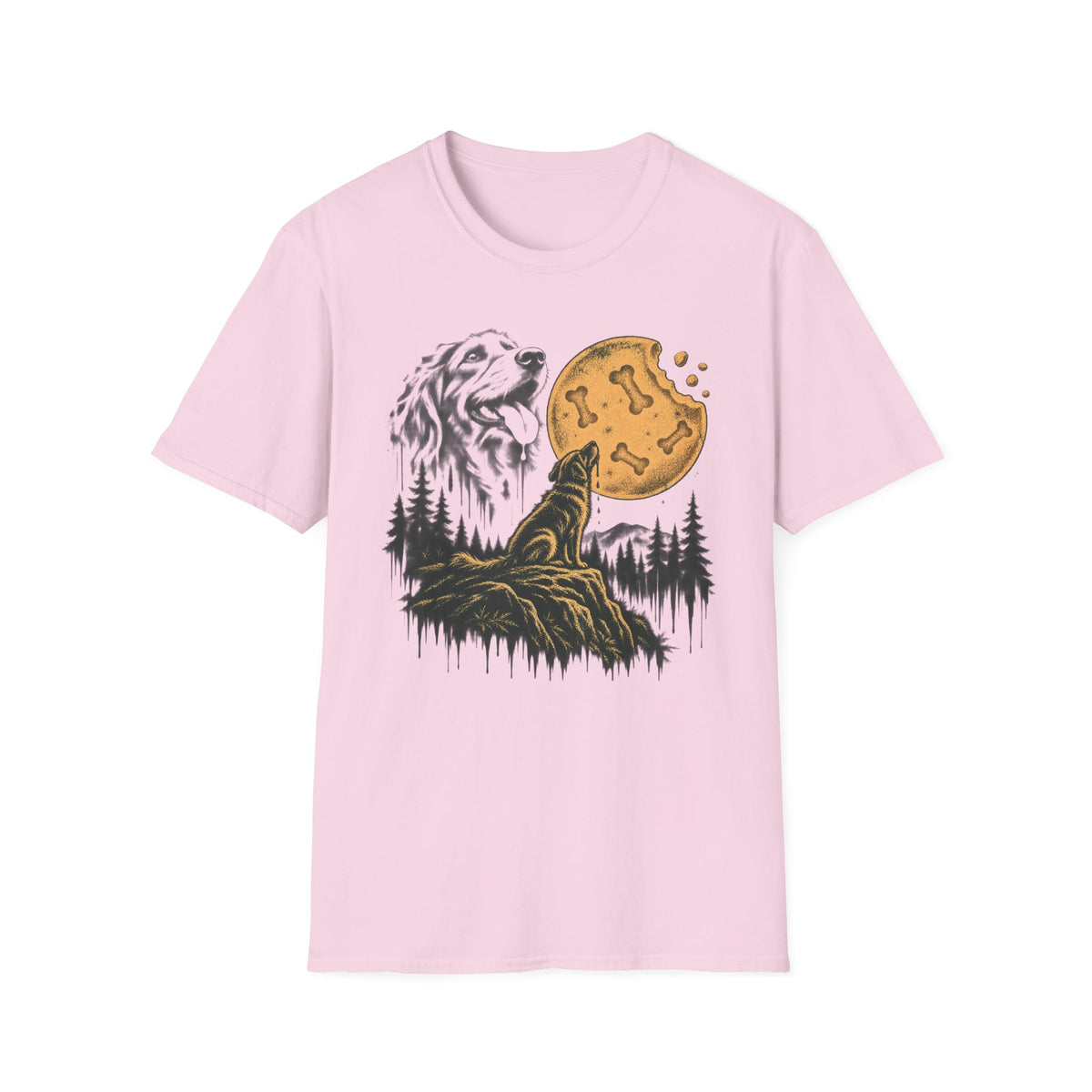 T-Shirt — "Scruffy Dog Under a Buscuit Moon" Graphic Tee