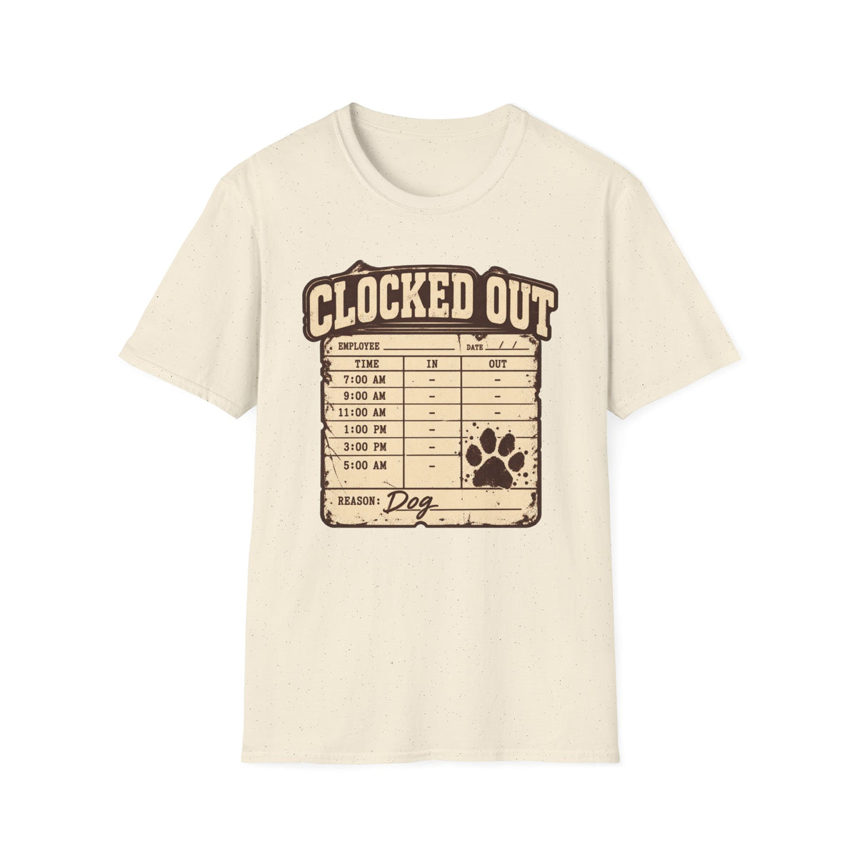 T-Shirt — "Clocked Out Dog Timecard" Graphic Tee
