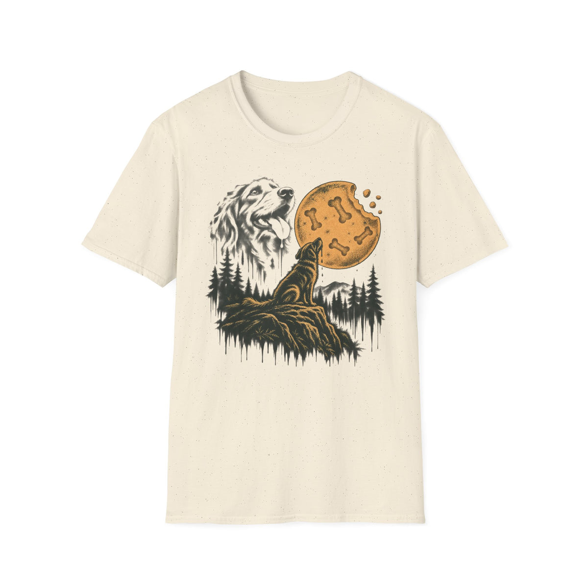 T-Shirt — "Scruffy Dog Under a Buscuit Moon" Graphic Tee