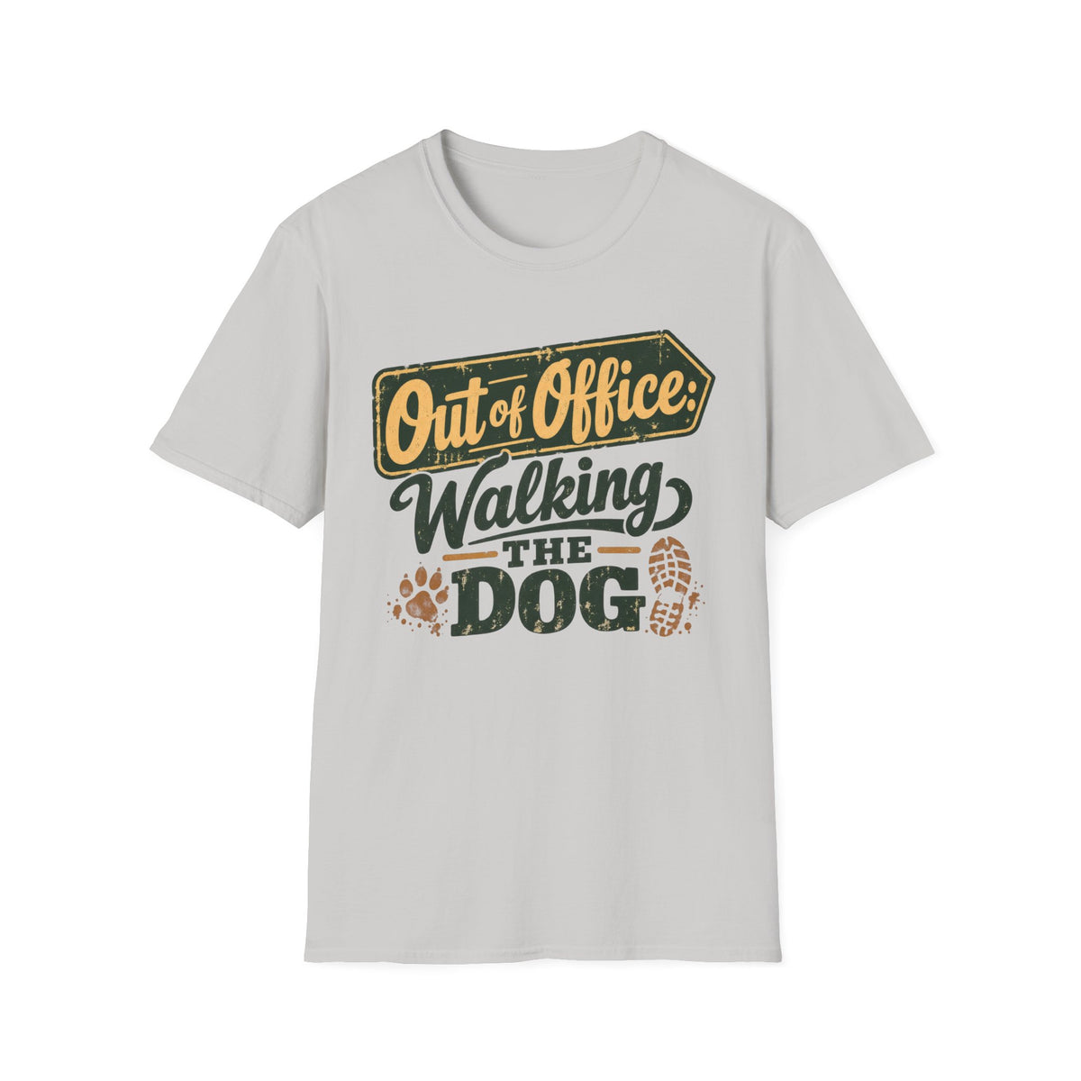T-Shirt — "Out Of Office: Walking The Dog" Graphic Tee